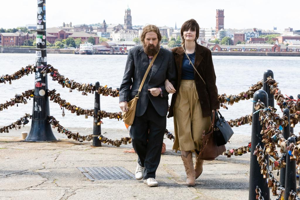 Timothy Spall and Leanne Best near the Albert Dock in Liverpool for Bolan's Shoes